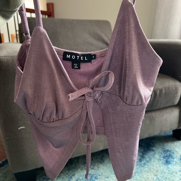 Motel Rocks Lilac Tie-Front Crop Top - Picture 2 of 2